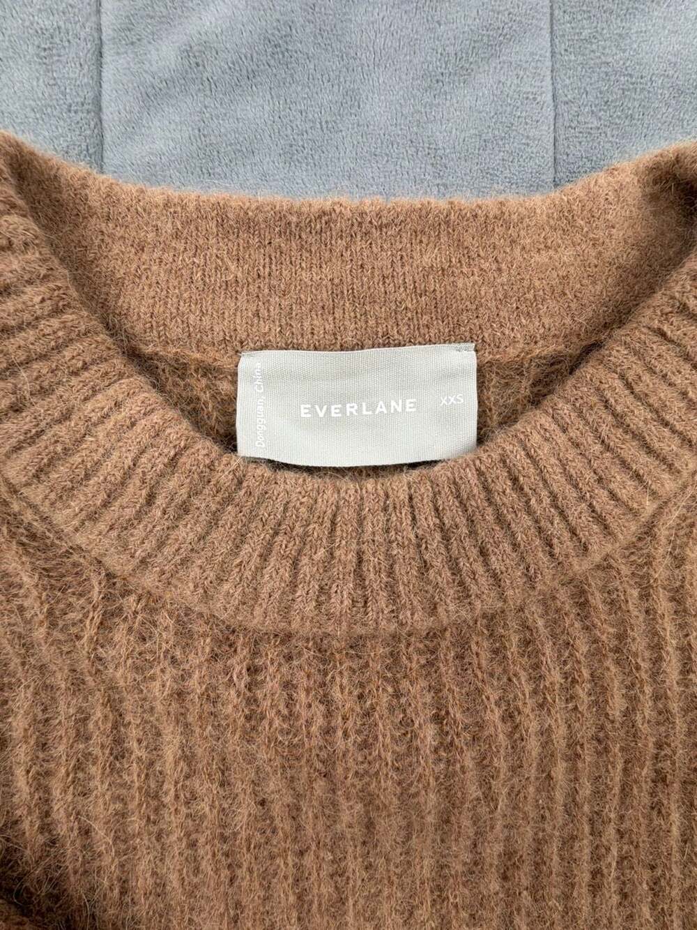 Everlane Crewneck Sweater Size XXS Brown Chunky Ribbed Knit Pullover Alpaca / Wo